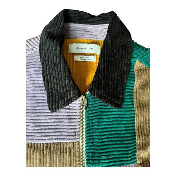 Urban outfitters UO Ryder Blocked Corduroy Zip Shirt jacket patchwork size MED - Picture 5 of 13